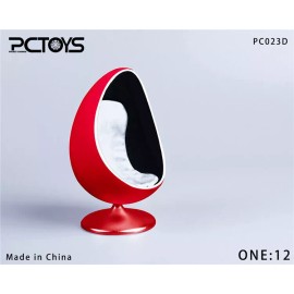 Pctoys PC023D: PCTOYS 1/12 Egg Chair for 6" action figures - Red with white cushion