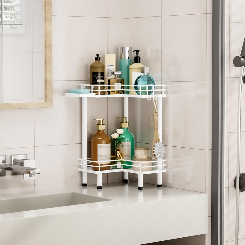 HapiRm Corner Shower Caddy Standing - 2 Tier Shower Organizer