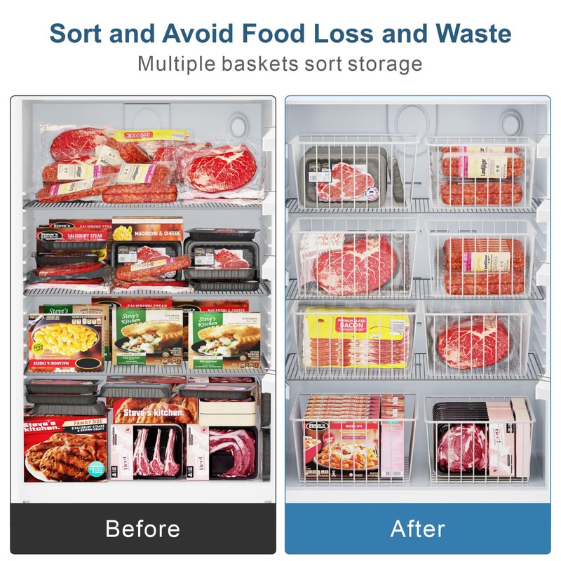 iSPECLE Freezer Organizer Bins - 4 Pack Upright Freezer Baskets