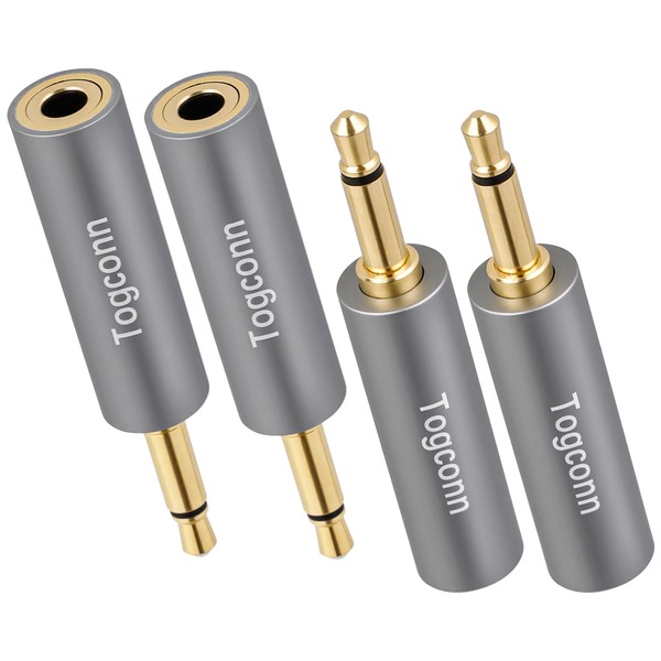 3.5mm Mono to Stereo Audio Adapter 4Pack,1/8" TS Mono (Male)