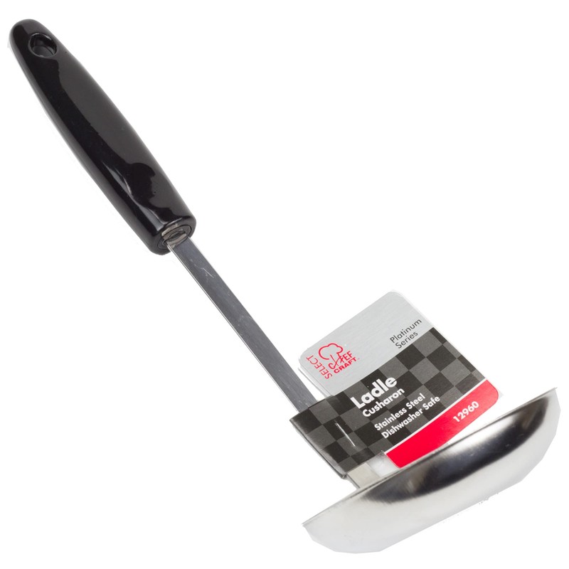 Chef Craft Select Cooking Ladle, 11.5 inch, Stainless Steel/Black