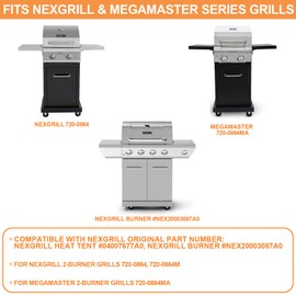 Grill Parts for Nexgrill Replacement Parts 2 Burner 720-0864M 720-0864, Megamaster 2 Burner 720-0864MA, Parts for Nexgrill Stainless Steel Grates, Burner Tubes, Heat Plates & Igniters Kit 2-Pack Set