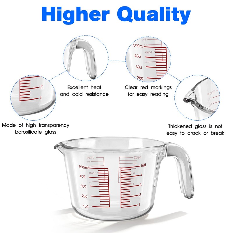 BZTT 2-Cup Liquid Glass Measuring Cups 16 OZ for Kitchen