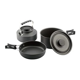 Captain Stag UH-4121 Kettle, Frying Pan, Pot, Cooker, Easy Aluminum Cooker Set, Hard Anodized, Storage Case Included