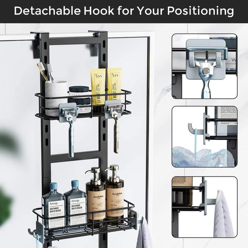 ODesign Over The Door Shower Caddy, 3-Tier Adjustable Hanging Caddy