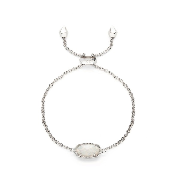 Kendra Scott Elaina Silver Adjustable Chain Bracelet in White Kyocera