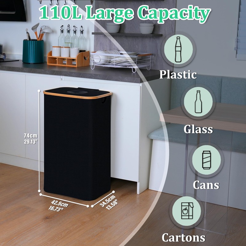 iEGrow 29 Gallons Recycling Bins for Kitchen, Indoor Recycle Bins