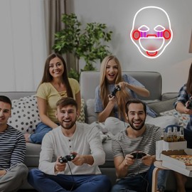 Five Nights at Freddys Neon Sign for Wall Decor Dimmable Puppet Fnaf Neon Light Signs for Bedroom Gaming Room LED Fnaf Neon Light Up Sign for Birthday Christmas Gifts Decoration