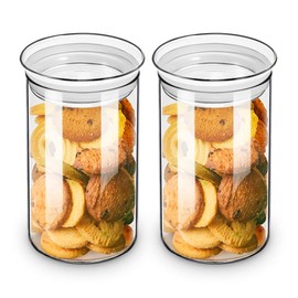 ZENS Glass Canister Jars with Glass Lid, Airtight Kitchen Canisters Set of 2, Clear Sealed 37 Fluid Ounce Cylinder Storage Containers Sets for Cookie,Coffee 1100ML