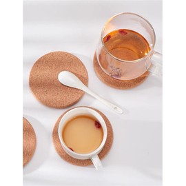 Round Hot Pan Coasters, Cork Coasters for Drinks, Coffee, Tea, Pots, Pans, DIY Coasters, Crafts, 10cm, Pack of 6