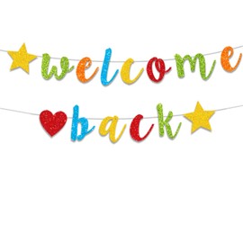 bng-bng Welcome Back Bunting Banner Colorful Back to School Welcome Home Decoration Welcome Back Garland for Welcome First Day of School Return Party Classroom Decorations Party Supplies