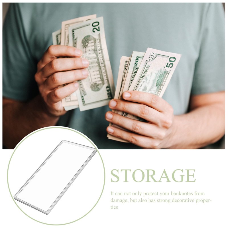 Tofficu 10pcs Money Case for Cash Clear Plastic Sleeve Currency