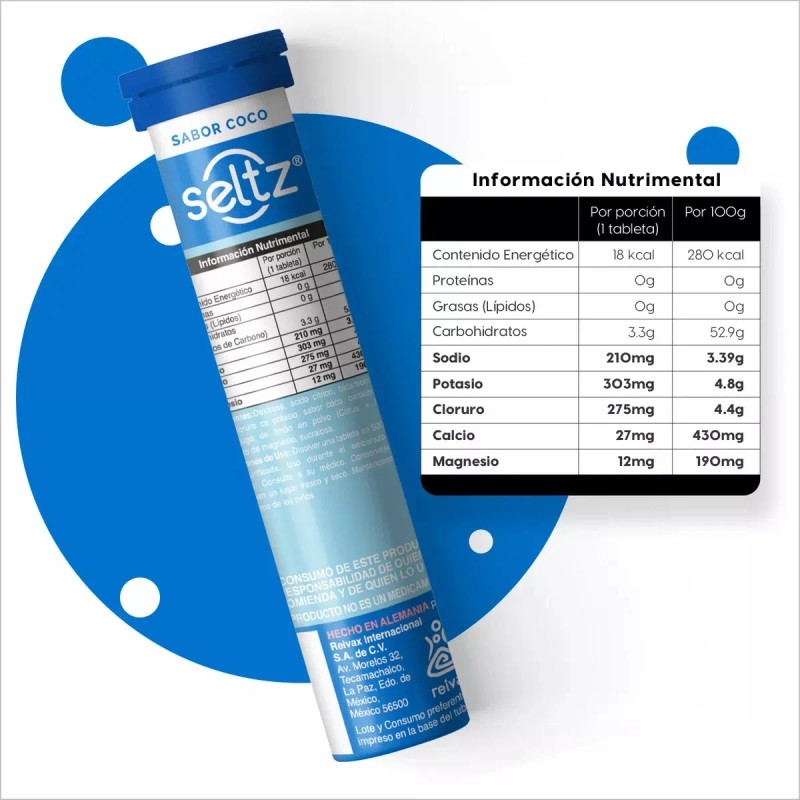 Electrolitos Efervescentes Seltz Coco Tabletas Pack 3