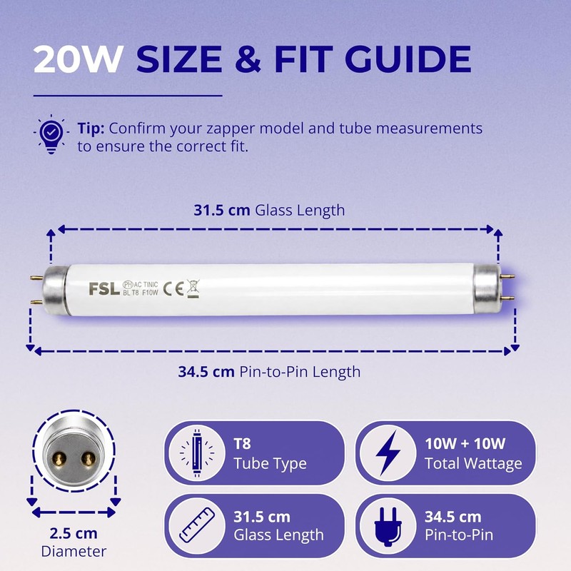 ASPECTEK Bug Zapper Mosquito UV Lamp Replacement Bulbs - Pack