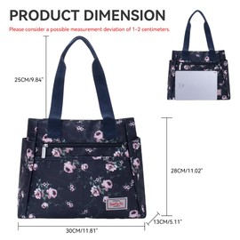 YYW Tote Bag for Women, Waterproof Nylon Tote Handbag with Zip, Lightweight Multi Pockets Shoulder Bag, Casual Hobo Bag for Work Travel