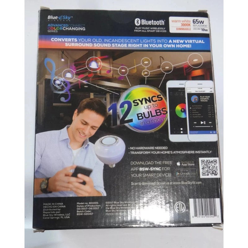 Blue Sky LED Blue Tooth Smart Sync Bulb and Speaker