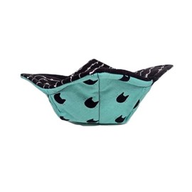 Bowl Cozy, Bowl Holder for Hot Food, Microwave Safe Bowl Potholders, Soup Bowl Holder in a Cotton Quilted Turquoise Cat Meow Fabric