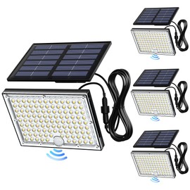 JACKYLED Motion Sensor Flood Lights, 113 LED Cool White Solar Lights for Outside, Dusk to Dawn IP65 Waterproof LED Outdoor Solar Powered Security Spot Lights for Porch Patio Garage (4 Pack)