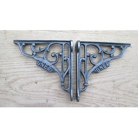 IRONMONGERY WORLD® 5" Pair GNER Railway Antique Vintage Style CAST Iron Shelf Bracket Wall Mounted