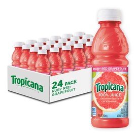 Tropicana 100% Ruby Red Grapefruit Juice, Single Serve, 10 Fl Oz Bottles (Pack of 24) - Real Fruit Juice, Vitamin C Rich, No Added Sugars, No Artificial Flavors