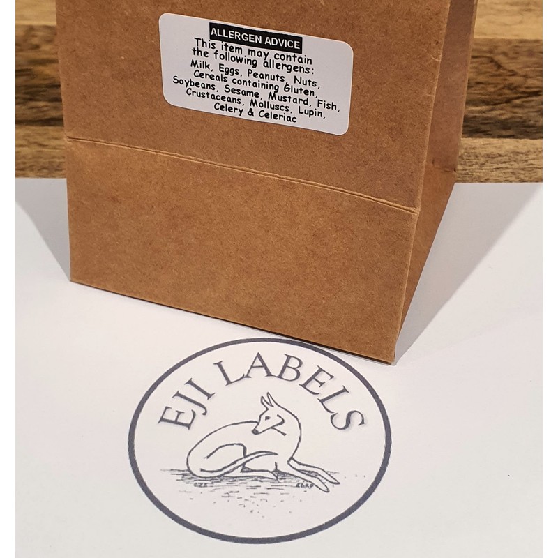 200 Allergen Advice Labels. Allergy Warning Stickers. Food Allergy Labels