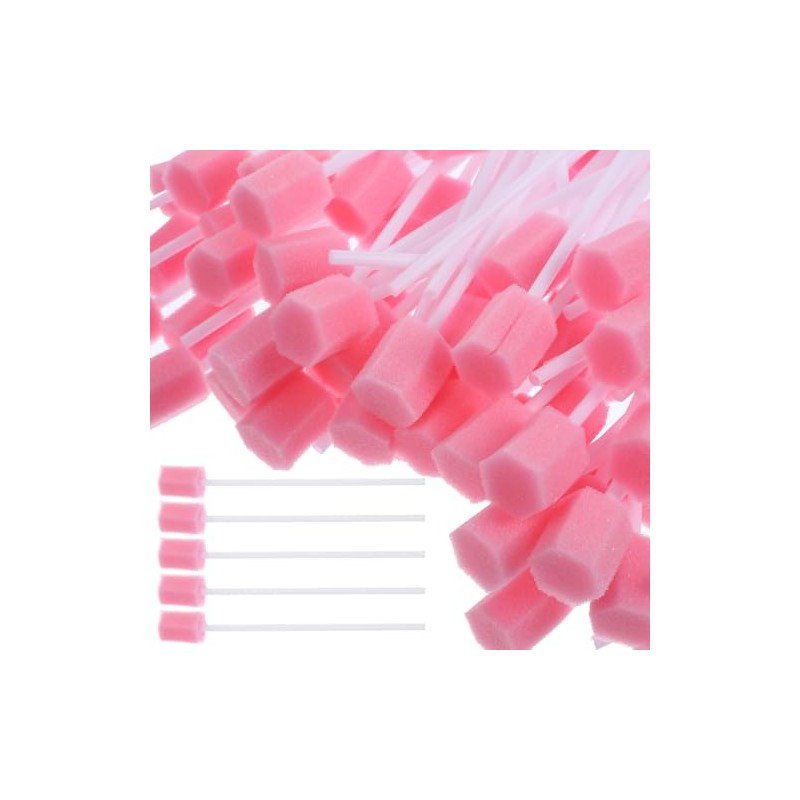 KALLORY 100 Hisopos Bucales con Esponja para Cuidado Oral, Bastoncillos
