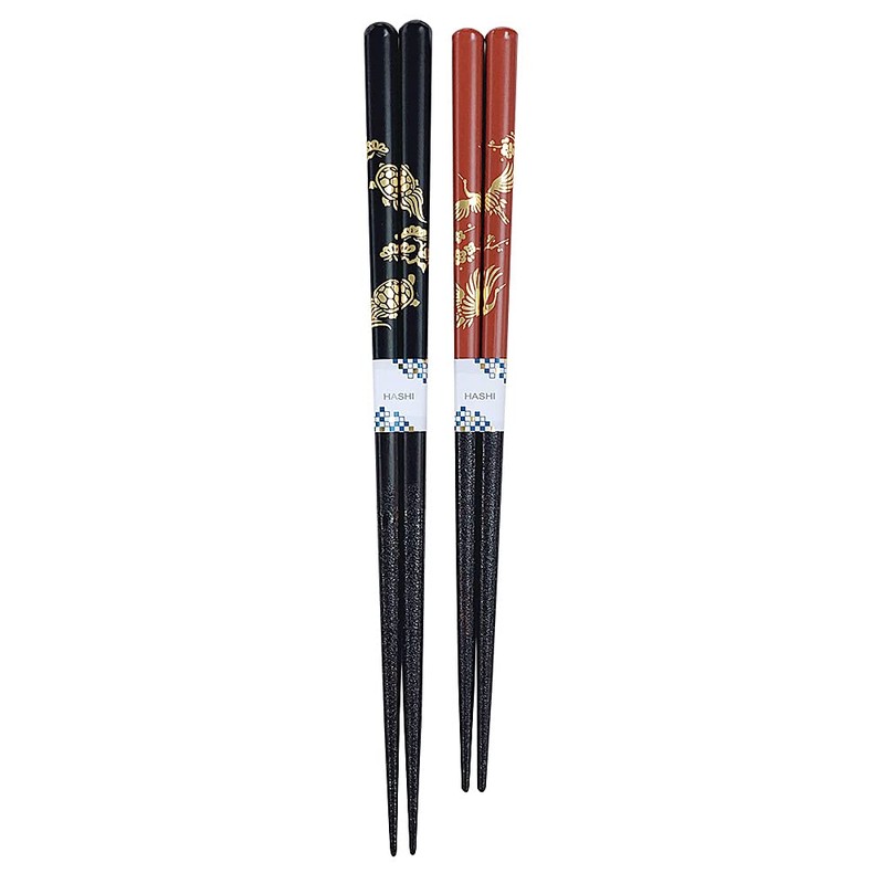 80 Couples Chopsticks, Algae Turtle, Tsuru no Mai, Black, Red,