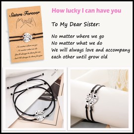 Tarsus Sister Bracelets for 2 Matching Heart Sisters Bracelet Gifts from Sister Jewelry for Women Girls