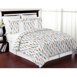 Sweet Jojo Designs Feather 3pc Girls Full/Queen Bedding Childrens Teen Bedding Set