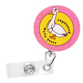 Loghohu Funny Silly Goose Badge Reel, Nurse Badge Reel with Alligator Clip Retractable ID Holder Cute Badge Reels for RN Doctor Nursing Student Medical Staff