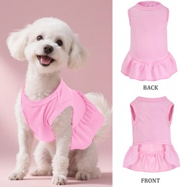 Dog Dresses Cat Skirt Solid Color Dog Clothes Summer Sleeveless Puppy Girl Clothes for Small Pet Dogs Cats (Pink, Small)