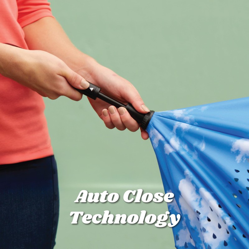 Totes Auto Reverse Close Windproof Stick Inbrella with Water Repellent