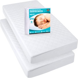 Utopia Bedding Waterproof Crib Fitted Mattress Protector (Pack of 2) - Toddler and Baby Crib Mattress Pad Cover - Soft and Breathable with 7 Inches Deep Skirt (White, 28" x 52")