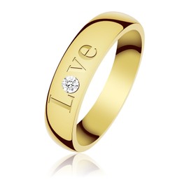 4mm love Wedding Band Ring for Men Women ,18K Gold Plated rings for women,friendship birthday gifts for women,stainless steel rings, jewelry rings,women's rings,cubic zirconia ring,Promise Ring (7)