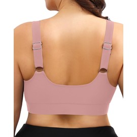 Daci Women Plus Size Sports Bra Bikini Top Only Push Up Scoop Neck Swim Top Full Coverage Bathing Suit for Large Bust