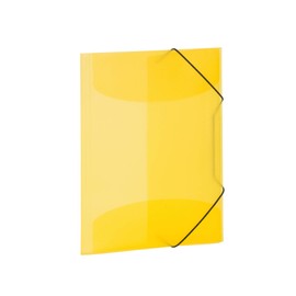 HERMA 19502 Portfolio Folder DIN A4 Translucent Yellow, Set of 3, Sturdy Plastic, Washable, Heavy Duty, Organiser Folder with Inner Flaps and Elastic Strap, Document Folder for Children, Boys, Girls