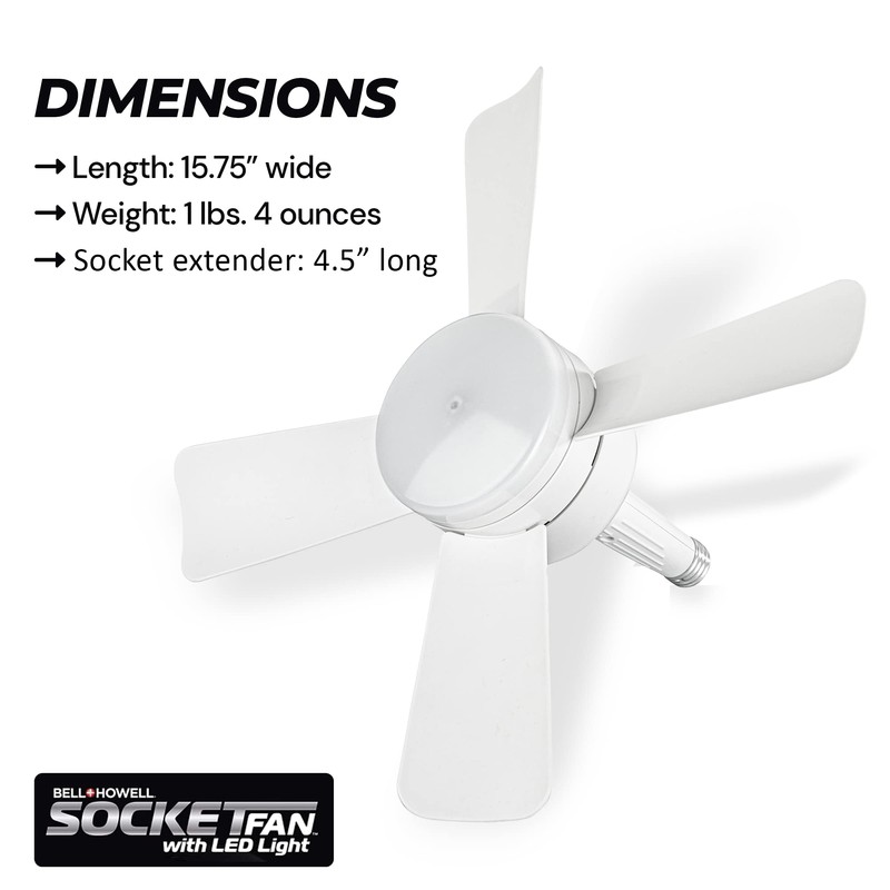 Bell+Howell Socket Breeze Modern Ceiling Fans with LED Lights, 10"