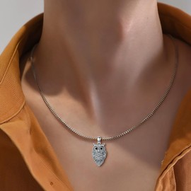 Lattd Owl Necklace 925 Sterling Silver Owl Pendant Jewelry for Men Women, w/Stainless Steel Chain 22''+2''