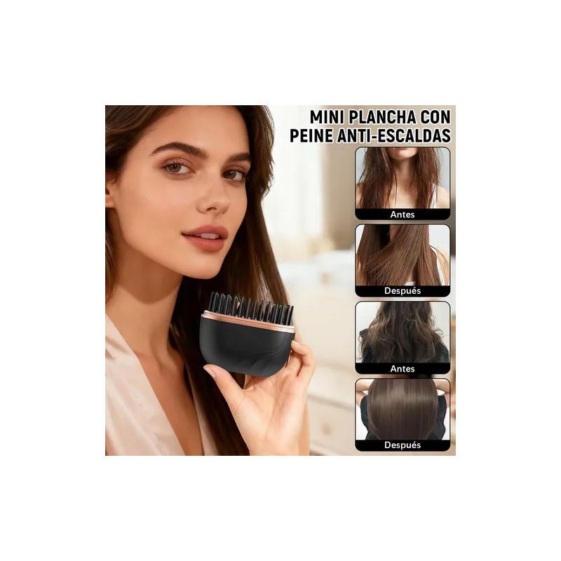 Minialisador De Pelo Inalámbrico Glambrush, Peine 2 En 1