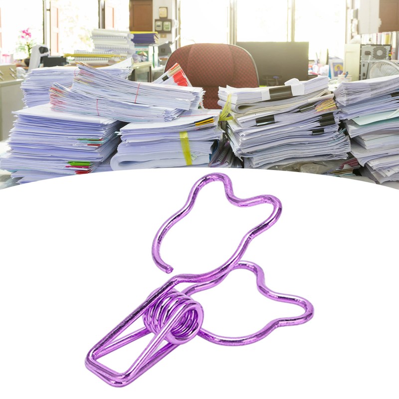 100Pcs Binder Clips Hollow Cute Bear Shape Sturdy Metal Small