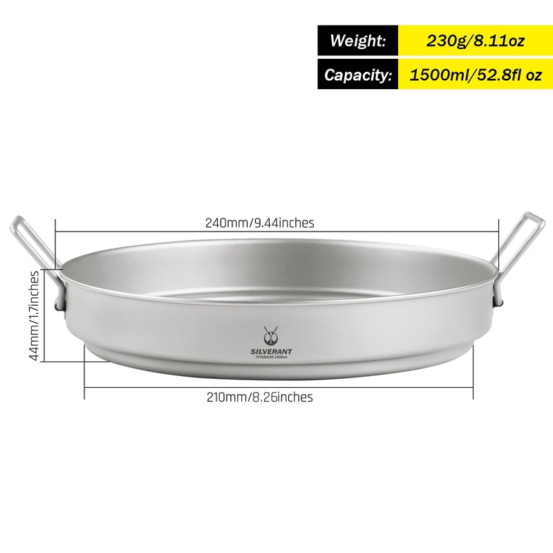 SILVERANT Titanium Camping Plates, Outdoor Dishware with Folding Handle Portable