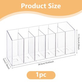 DICOSMETIC Clear Makeup Brush Organizer 6 Slots Plastic Cosmetic Brushes Storage Eyeliners Display Holder Desktop Pen Pencil Holder Office Desk Stationery Storage Holder