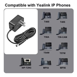 YBSCJHGR Power Adapter Replacement for Yealink Phone PS5V2000US Power Supply Compatible with Yealink T29G T54W T46U T46S T57W T48S T53W T58A MP54 MP56 5V 2A Phone Charger 5 Feet