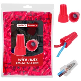 Kevenry Red Wire Nuts 600 PCS P6 Type Springs Screw Terminals Wire Caps Insulating Insert Twist Electrical Wire Connectors Nuts, Wire Nuts Assortment Kit for Wire Connection
