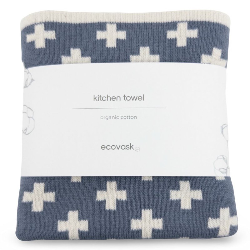 Ecovask Kitchen Tea Towel Single Organic Cotton, Sea Foam +