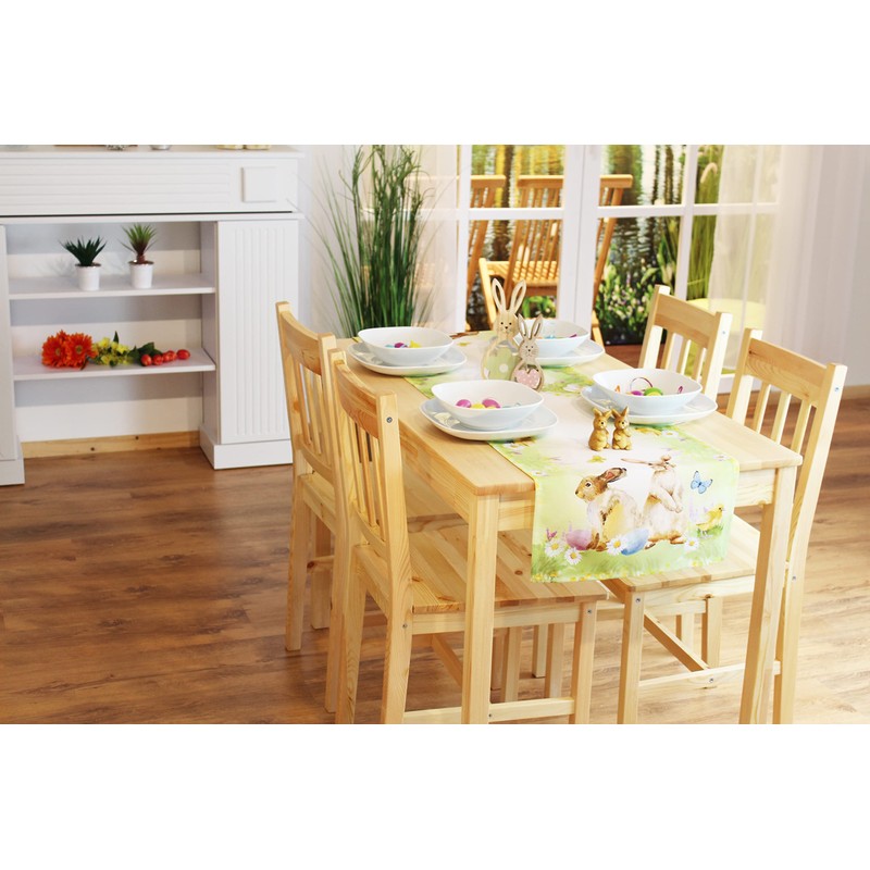 KAMACA Runner playful rabbits high-quality print motif with cute bunnies