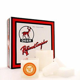 Deer Camphor 64 Tablets - Refined Natural Odor Eliminator, Aromatherapy, Incense and Puja. Alcanfor