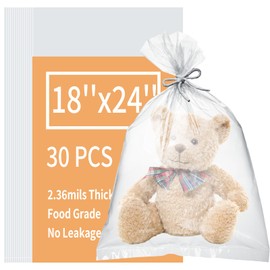 Plastic Flat Open Poly Bags, 18 x 24 inch Clear Plastic Bags, 30 Count Reusable Flat Open Storage Bags for Proofing Bread, Dough,Packaging, Storage Clothes, Craft, Gift - 2.36 Mil Thick