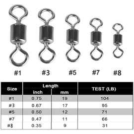 Siasky Fishing Swivels, 200pcs Barrel Swivels Fishing Stainless Steel Swivel Fishing for Saltwater Freshwater Fishing