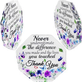 Ewong Appreciation Gift for Women, Acrylic Octagon Keepsake for Female, Thank You Present for Friend Teacher Coworker Superior Boss Volunteer Nurse Doctor Home Decorative Signs (Purple- Thank you B)